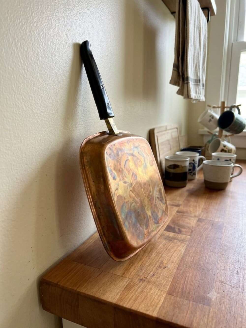 CULINOX Spring Switzerland Copper Stainless Frying Pan Skillet Square Like New